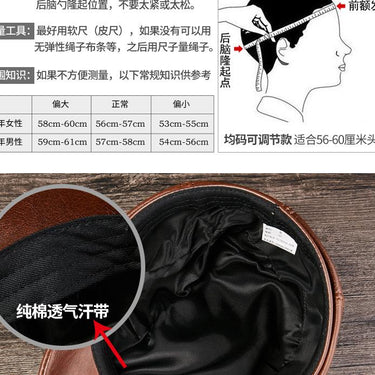 Men's Autumn Winter Warm Visors Cowboy Fashion Genuine Leather Hats - SolaceConnect.com