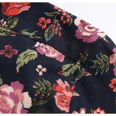 Men's Beach Floral Printed Hawaiian Pocket Less Long Sleeve Shirts - SolaceConnect.com