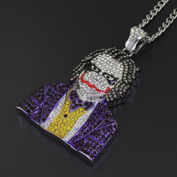 Men's Big Clown Pendant Necklace 2 Color Rhinestone Hip Hop Jewelry  -  GeraldBlack.com