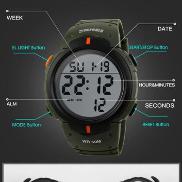 Men's Big Dial Digital Sports Watches with Chronograph & Leather Strap  -  GeraldBlack.com