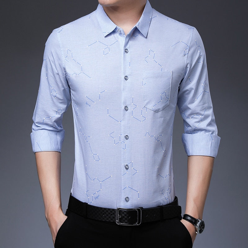 Men's big pocket shirts for men clothing korean fashion long sleeve luxury dress casual clothes  -  GeraldBlack.com