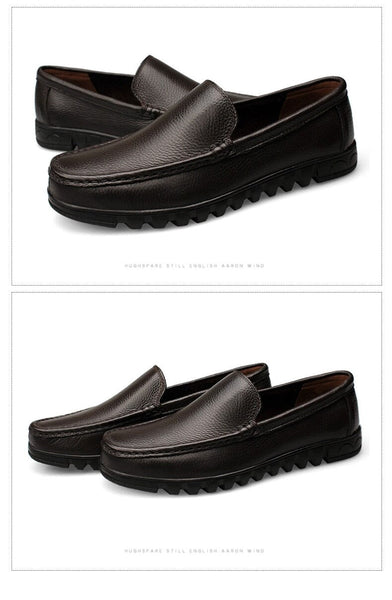 Men's Big Size 37-48 Flat Genuine Leather Black Brown Classic Shoes  -  GeraldBlack.com