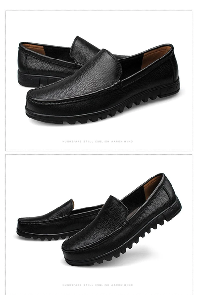 Men's Big Size 37-48 Flat Genuine Leather Black Brown Classic Shoes  -  GeraldBlack.com