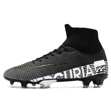 Men's Black Cleats High Ankle Breathable Outdoor Training Soccer Shoes  -  GeraldBlack.com