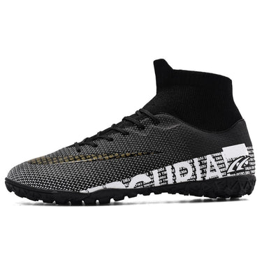 Men's Black Cleats High Ankle Outdoor Hard Court Training Soccer Shoes  -  GeraldBlack.com
