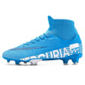 Men's Blue Cleats High Ankle Breathable Outdoor Training Soccer Shoes  -  GeraldBlack.com