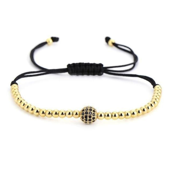 Men's Bracelet Braiding Macrame with 8mm Cz Ball Beads and 4mm Copper Beads - SolaceConnect.com