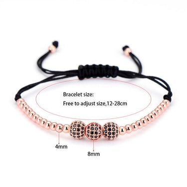 Men's Bracelet Braiding Macrame with 8mm Cz Ball Beads and 4mm Copper Beads  -  GeraldBlack.com