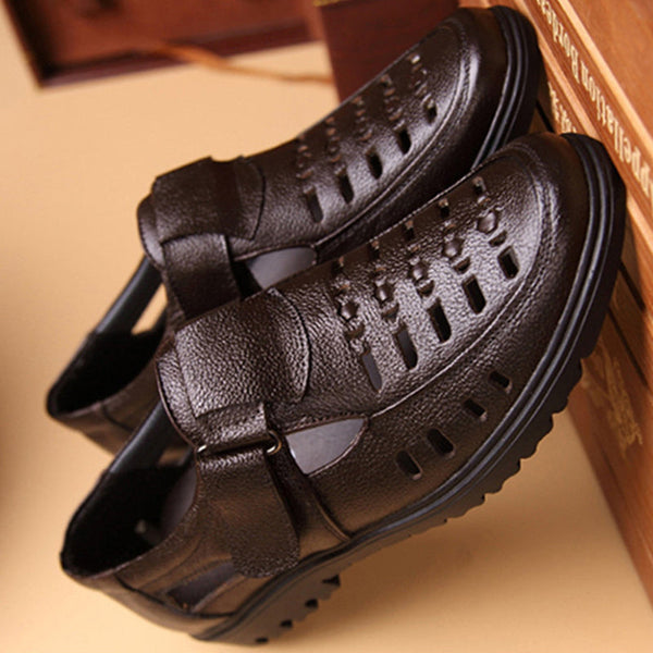 Men's Breathable Genuine Leather Sandals for Outdoor Walking  -  GeraldBlack.com