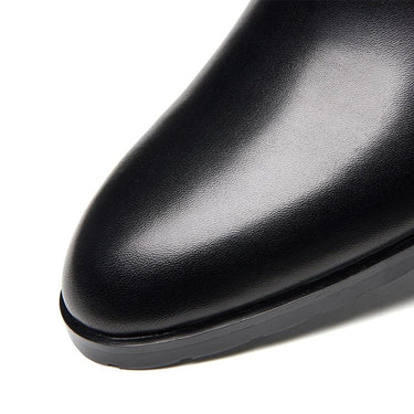 Men's British Style Round Toe Business Office Black Genuine Leather Shoes - SolaceConnect.com