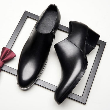 Men's British Style Round Toe Business Office Black Genuine Leather Shoes  -  GeraldBlack.com
