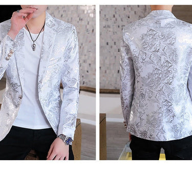 Men's Bronzing Floral Print Slim Fit Full Sleeves Casual Style Blazer  -  GeraldBlack.com