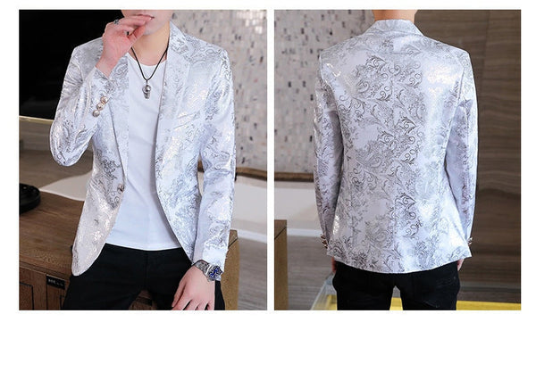 Men's Bronzing Floral Print Slim Fit Full Sleeves Casual Style Blazer  -  GeraldBlack.com