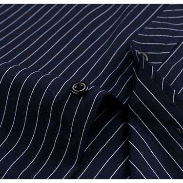 Men's BS1201 Classic Standard-fit Plaid striped Office Dress Shirt Single Patch Pocket Long Sleeve Formal Business Basic Shirts  -  GeraldBlack.com