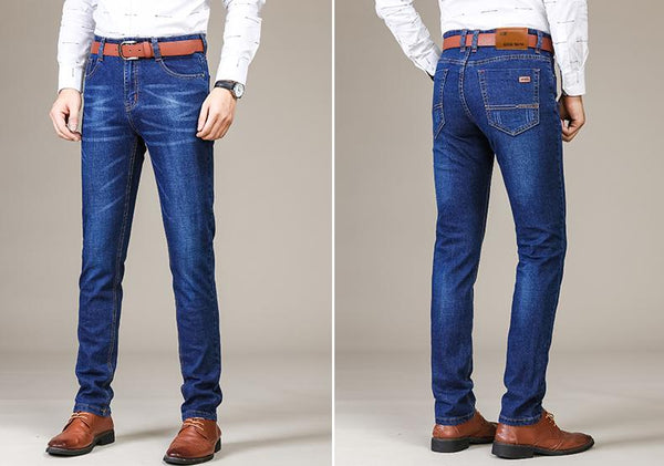 Men's Business Casual Fashion Stretch Slim Classic Denim Jeans - SolaceConnect.com
