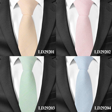 Men's Business Casual Skinny Gravatas Solid Black Cotton Neck Ties - SolaceConnect.com