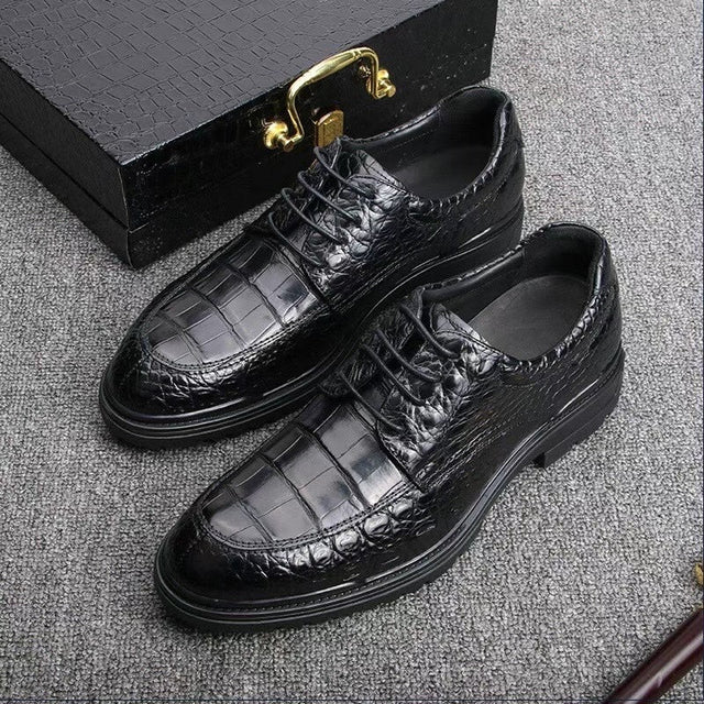 Crocodile Veins Lace-up Pointed Toemal Business Dress Men Dress Shoes main image 1