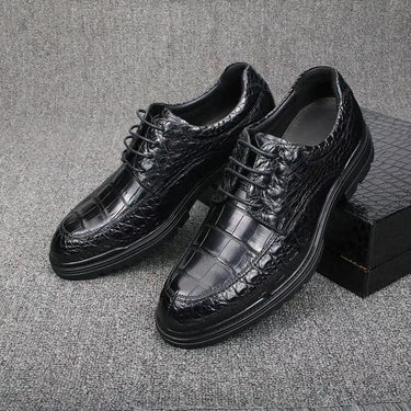 Men's Business Casual Style Authentic Crocodile Skin Dress Shoes  -  GeraldBlack.com