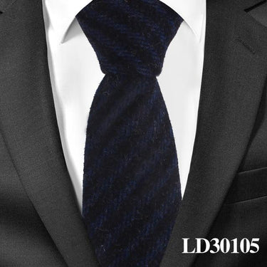 Men's Business Cravats 7cm Wool Skinny Woolen Plaid Striped Necktie - SolaceConnect.com