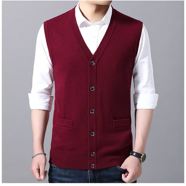 Men's Business Fashion Casual Classic Style V-neck Wool Vest Sweater  -  GeraldBlack.com