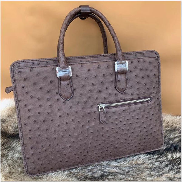 Men's Business Fashion Designer Authentic Real Ostrich Skin Handbag  -  GeraldBlack.com