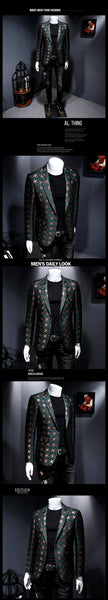 Men's Business Party Prom Slim Fit Plaid Sequin Single Button Blazer  -  GeraldBlack.com