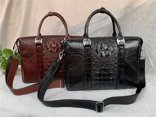 Men's Business Style 100% Genuine Crocodile Skin Large Handbag  -  GeraldBlack.com