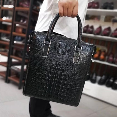 Men's Business Style Authentic Exotic Genuine Crocodile Skin Handbag  -  GeraldBlack.com
