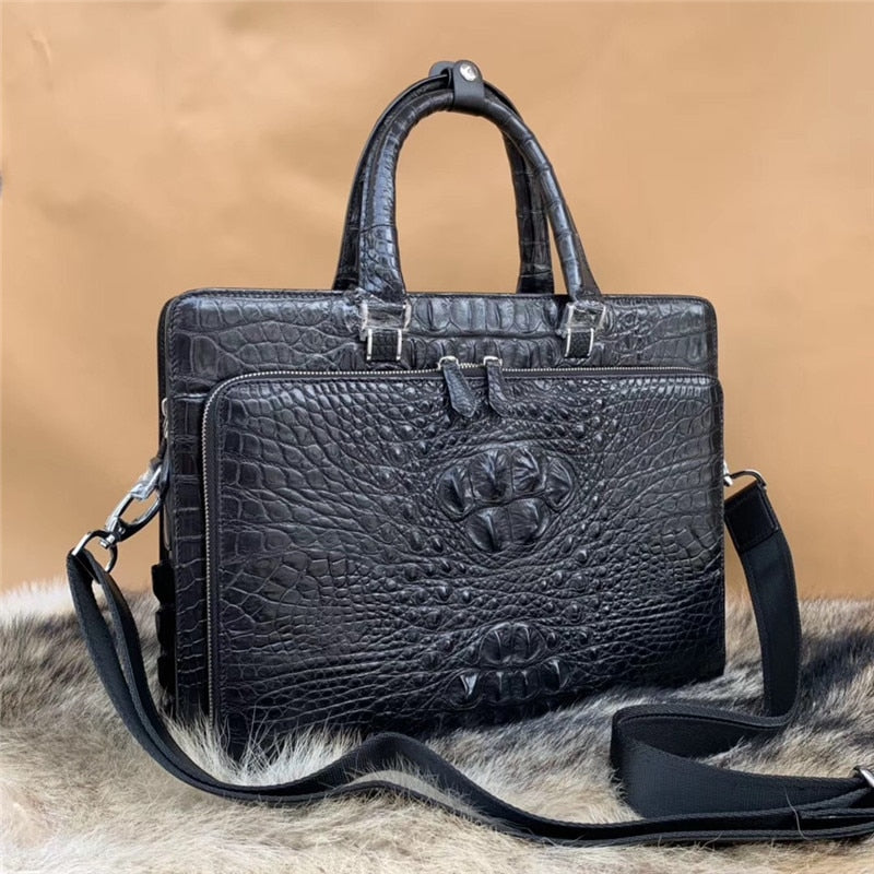 Men's Business Style Exotic Crocodile Skin Laptop Briefcase Handbag  -  GeraldBlack.com