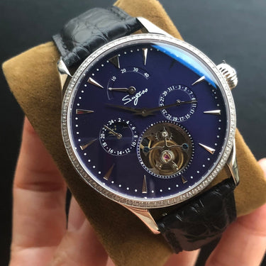 Men's Business Style Tourbillon Mechanical Watches with Calendar Moon Phase - SolaceConnect.com