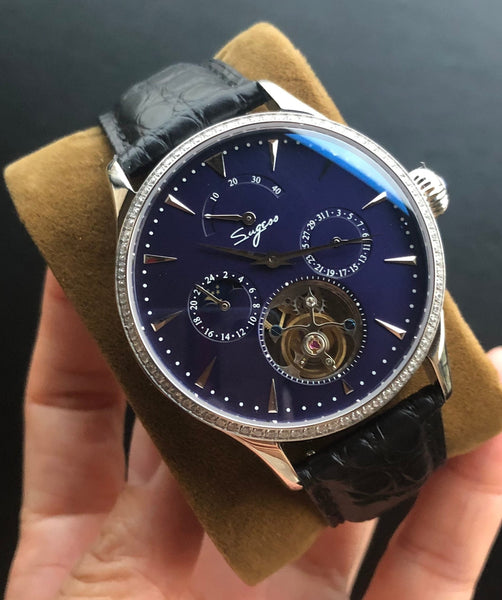 Men's Business Style Tourbillon Mechanical Watches with Calendar Moon Phase - SolaceConnect.com