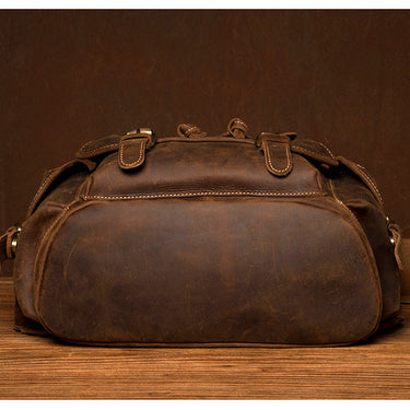 Men's Business Vintage Handmade Cowhide Full Grain Leather Backpack  -  GeraldBlack.com