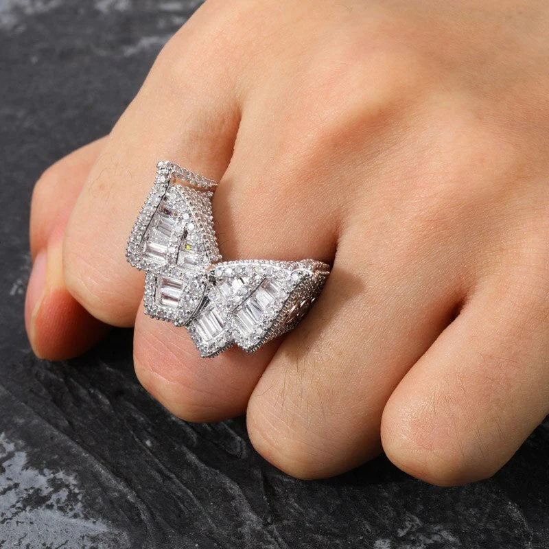 Men's Butterfly Pattern Cubic Zircon Iced Out Ring Hip-hop Fashion Jewelry  -  GeraldBlack.com
