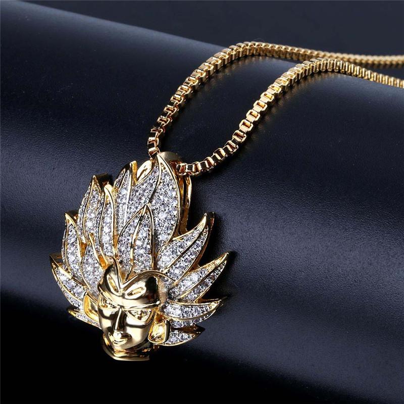 Men's Cartoon Character Iced Out Gold Chain Pendant Micro Zircon Necklace - SolaceConnect.com