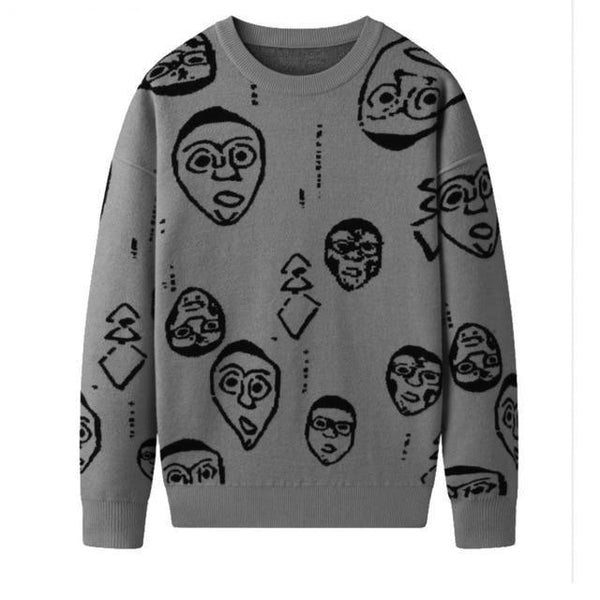Men's Cartoon Pattern Clothing Pullover Cotton Sweater for Winter - SolaceConnect.com