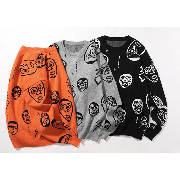Men's Cartoon Pattern Clothing Pullover Cotton Sweater for Winter  -  GeraldBlack.com