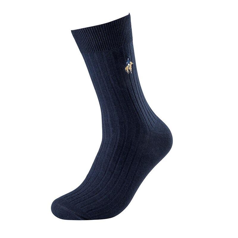 Men's Casual 100% Cotton Business Solid Color Embroidery Socks  -  GeraldBlack.com