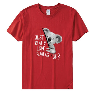 Men's Casual 90s Style I Just Really Love Koalas Ok Printed Cotton T-Shirt  -  GeraldBlack.com