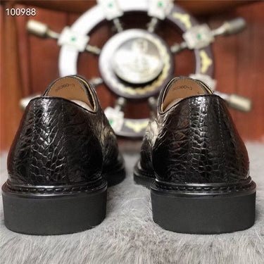 Men's Casual Authentic Crocodile Belly Skin Lace-up Business Shoes  -  GeraldBlack.com