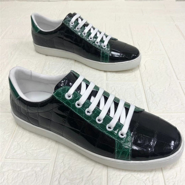 Men's Casual Authentic Crocodile Leather Glossy Finished Vulcanized Shoes  -  GeraldBlack.com
