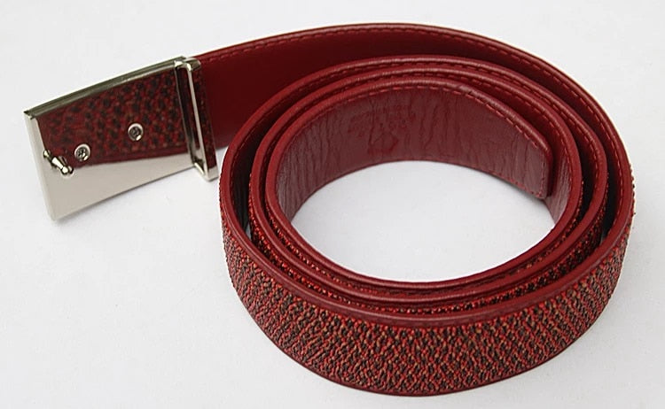 Men's Casual Authentic Real Stingray Leather Needle Buckle Waist Belt  -  GeraldBlack.com