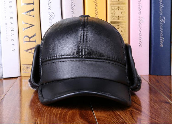 Men's Casual Autumn Winter Warm High Quality Leather Baseball Cap - SolaceConnect.com