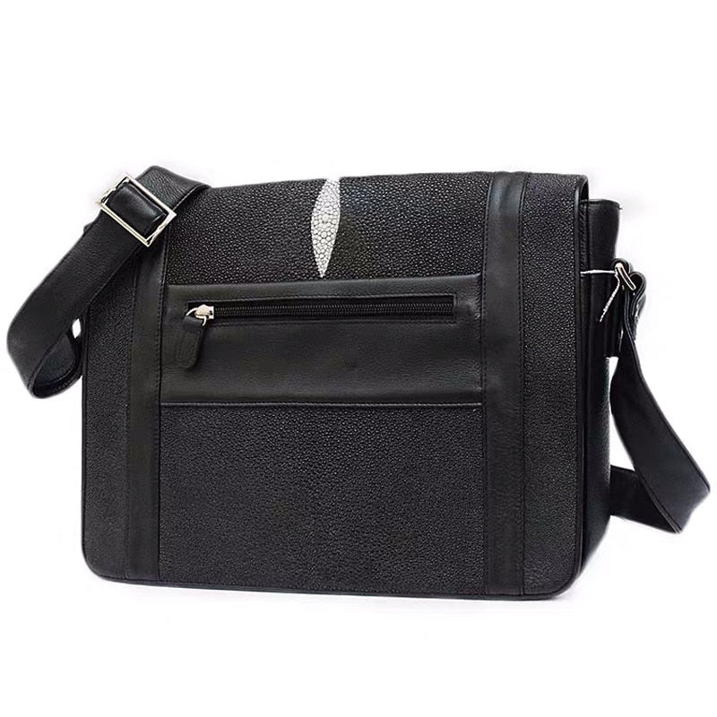 Men's Casual Black Authentic Stingray Skin Leather Cross Handbag  -  GeraldBlack.com