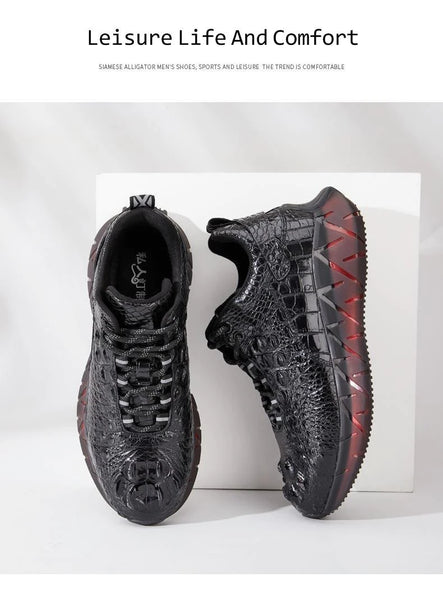 Men's Casual Breathable Genuine Leather Sports Lace Up Designer Sneakers  -  GeraldBlack.com