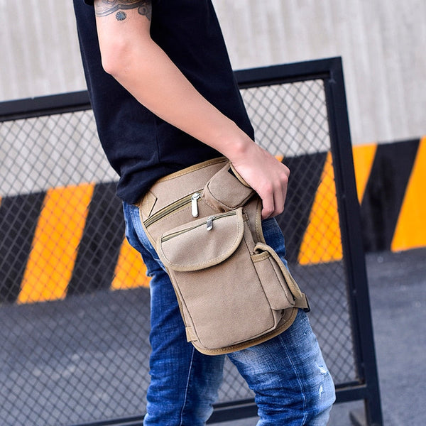 Men's Casual Canvas Bicycle and Motorcycle Drop Waist Belt Bags  -  GeraldBlack.com