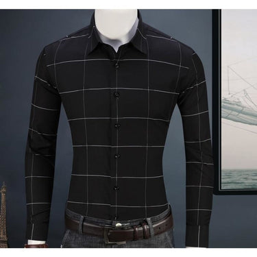 Men's Casual Cotton Non Iron Plaid Checkered Striped Long Sleeve Shirt  -  GeraldBlack.com
