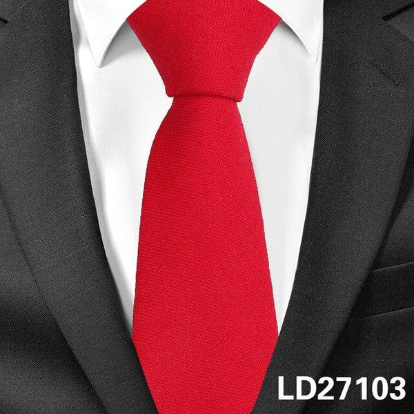 Men's Casual Cotton Slim Candy Color Ties Linen Groom Neckties - SolaceConnect.com