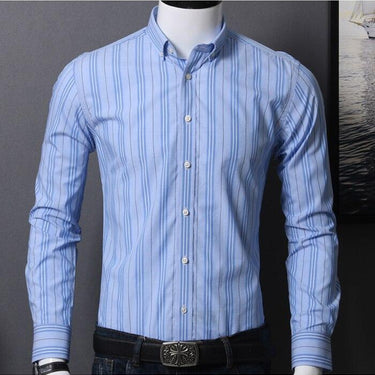 Men's Casual Cotton Striped Button Cuff Dress Pocket Less Shirts  -  GeraldBlack.com