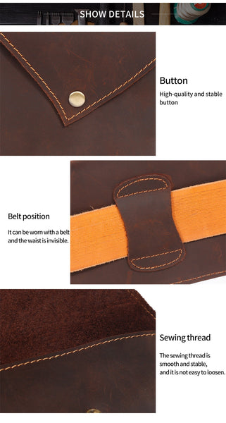 Men's Casual Crazy Horse Leather Pillow Shape Phone Pouch Waist Bag  -  GeraldBlack.com