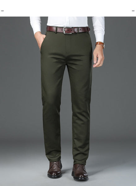 Men's Casual Fashion Cotton Regular Fit Elasticity Straight Business Pants  -  GeraldBlack.com